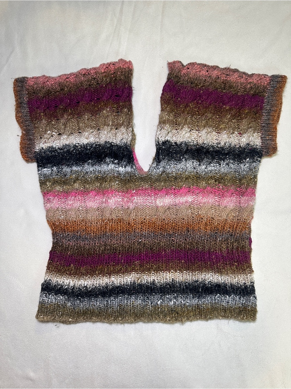 Striped Multicolor Knit Women's Sweater Top - Pink, Purple, Brown